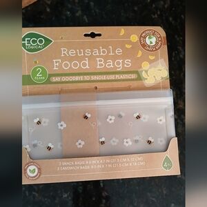 Eco Logical Reusable Food Bags with Bee and Flower Design